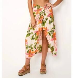 ZLEurope Maxi skirt Floral Print Fringed Hawaiian Beach Resort Size Medium A733